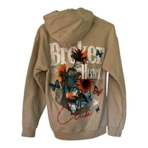 PacSun Tan Broken Hearts Club Graphic Hoodie